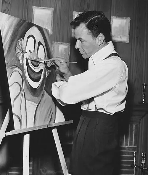Frank Sinatra malt einen Clown 1949