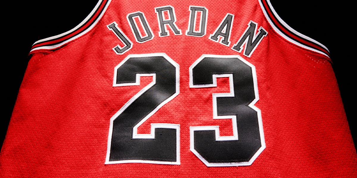 Jersey worn by basketball legend Michael Jordan during 1998 NBA