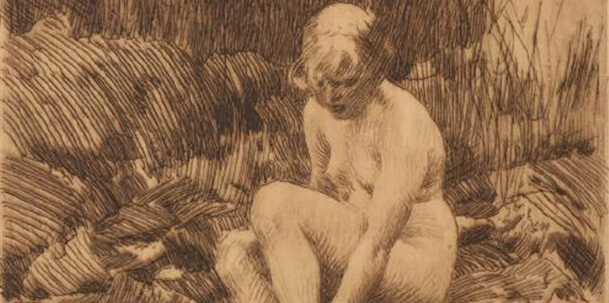Anders Zorn (1860-1920), ‘Dagmar’, 1912, signerad Zorn, etsning, 24,8 x 17,8 cm. Foto © Kanonauktioner (detalj)