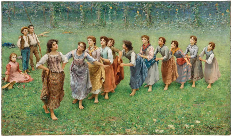 Fausto Zonaro (1854 Masi - 1929 San Remo), La Coda del Diavolo, firmato, olio, 79,5 x 137,5 cm. Foto © Dorotheum