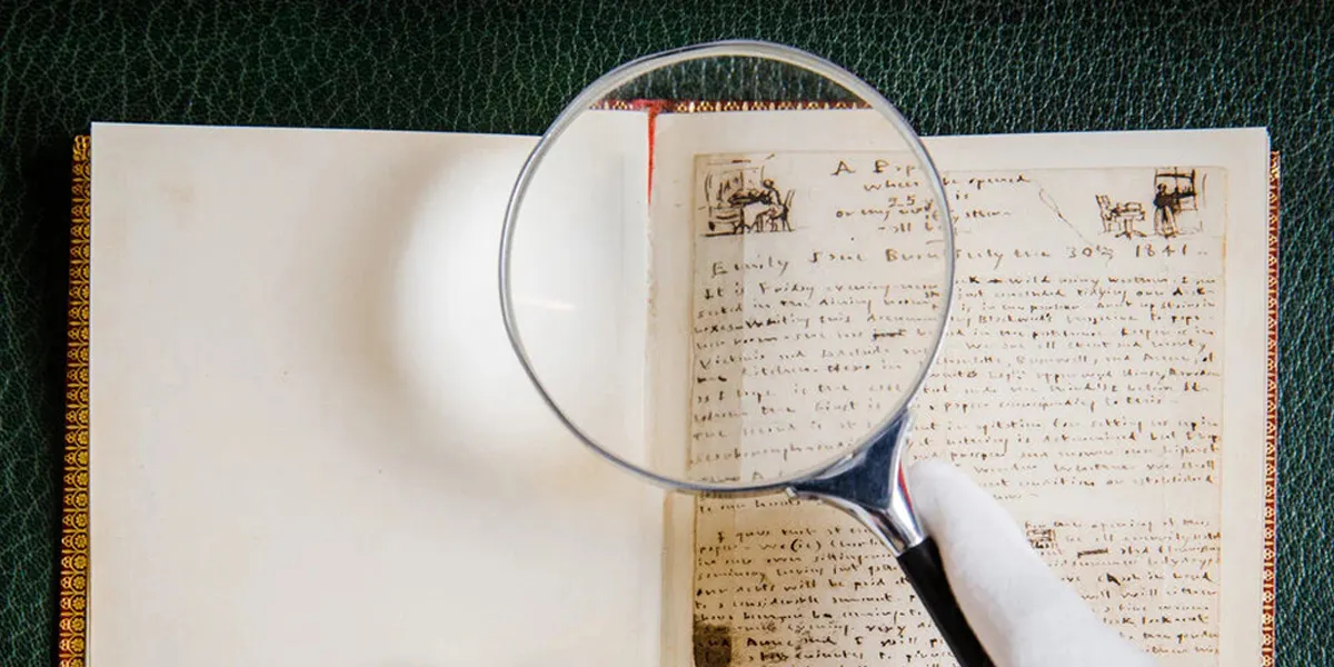 Notes d'Emily et Anne Brontë, 1841, avec des esquisses d'Emily, incluses dans la vente de la bibliothèque de Honresfield House chez Sotheby's. Photo © Sotheby’s
