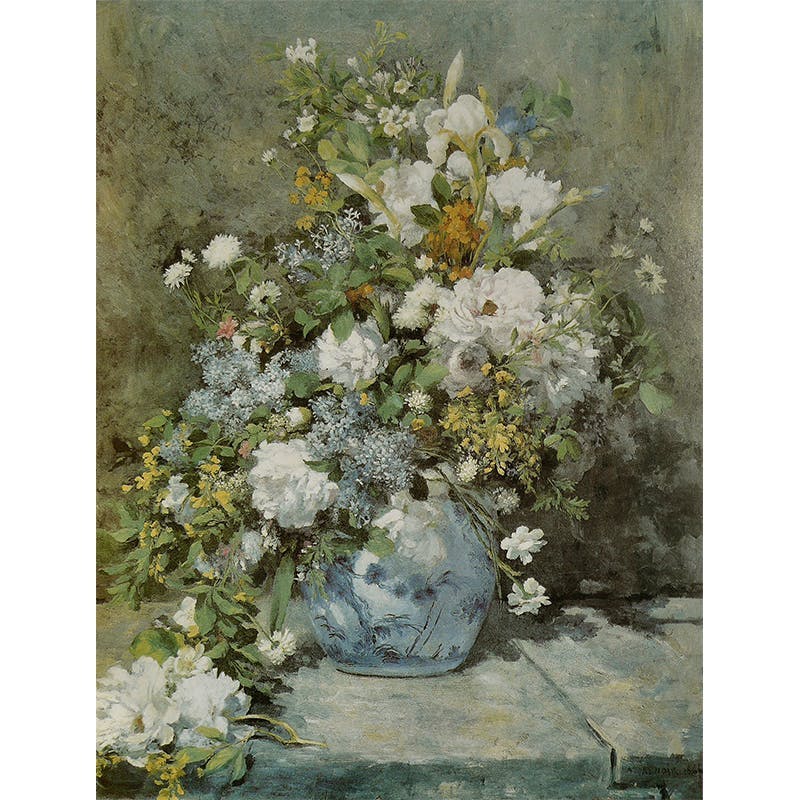 Pierre-Auguste Renoir (1841-1919), Bouquet printanier (Spring Bouquet), 1866, oil on canvas, 104.7 x 80.3 cm, Fogg Art Museum, Cambridge, Massachusetts, USA. Public domain image  