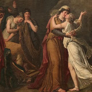 Marie-Guillemine Benoist, Psyche taking leave of her family, 1791, oil on canvas, 111 x 145 cm, San Francisco Museums of Fine Arts. Public domain image
