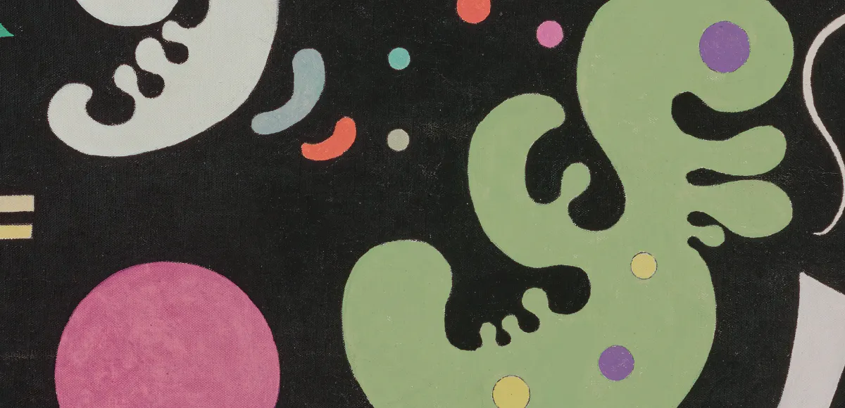 Wassily Kandinsky (1866-1944), Noir bigarée, ottobre 1935, olio/tela, monogramma, firmato e datato, 116,2 x 89 cm. Foto © Christie's (dettaglio)