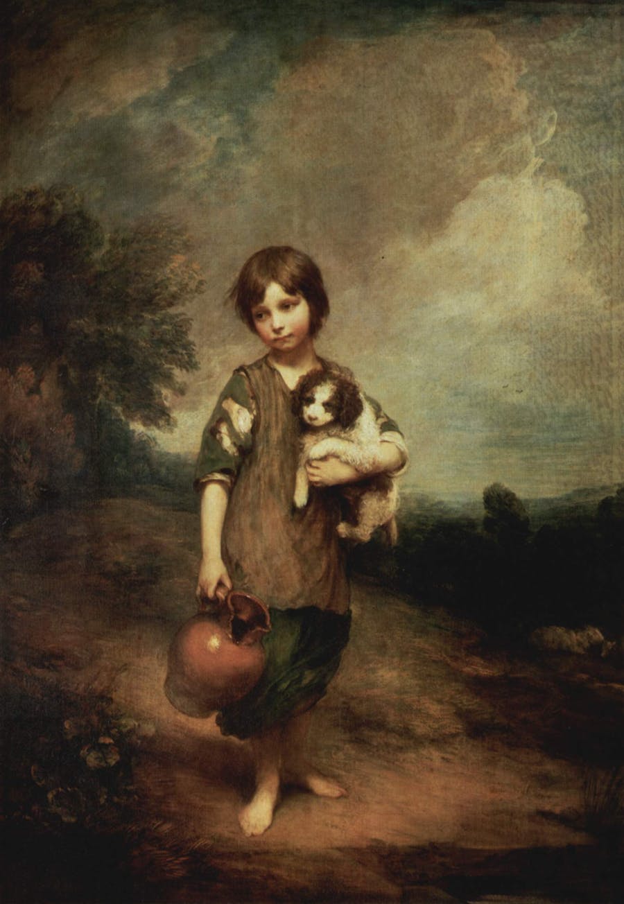 Cottage Girl with Dog and Pitcher (1785), one of Thomas Gainsborough's late fancy pictures. Public domain image