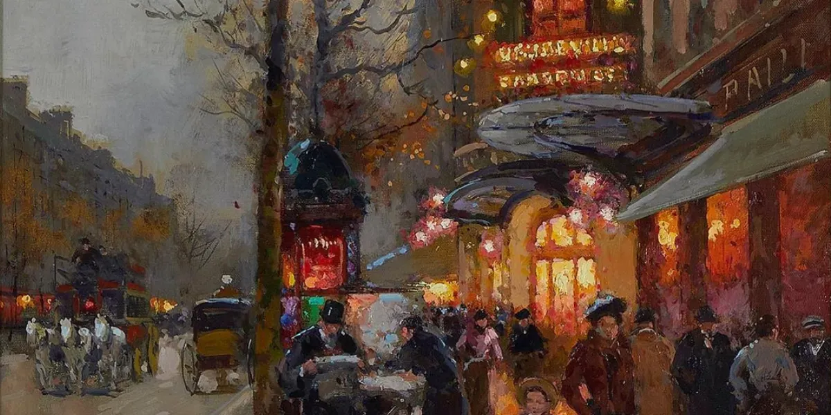 Édouard-Léon Cortès, Théâtre du Vaudeville, huile sur toile (détail). Photo © Charlton Hall