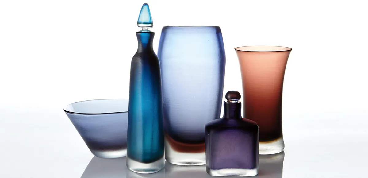 Paolo Venini, Set di due vasi, due decanter e una ciotola, 1946-1965. Foto © Phillips