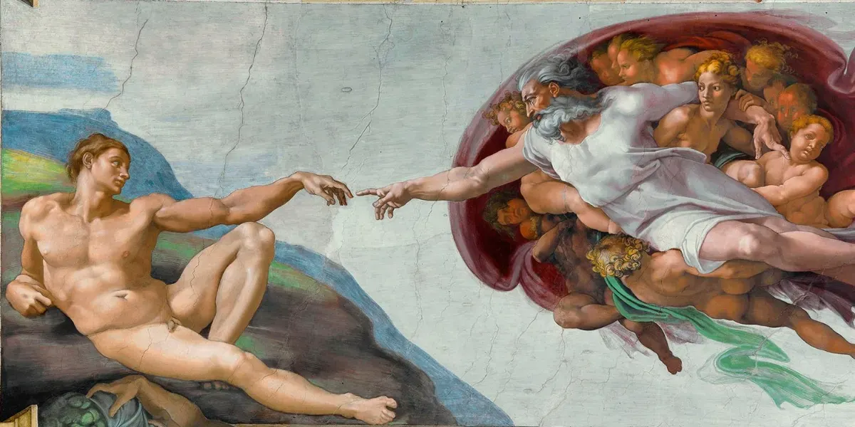 Michel-Ange, La création d'Adam (1510). Image du domaine public (détail)
