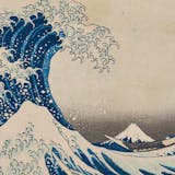 Katsushika Hokusai (1760-1849), "The Great Wave off Kanagawa" from "36 Views of Mount Fuji", color woodcut, horizontal oban (25.1 x 37.1 cm). Image © Christie's (detail)
