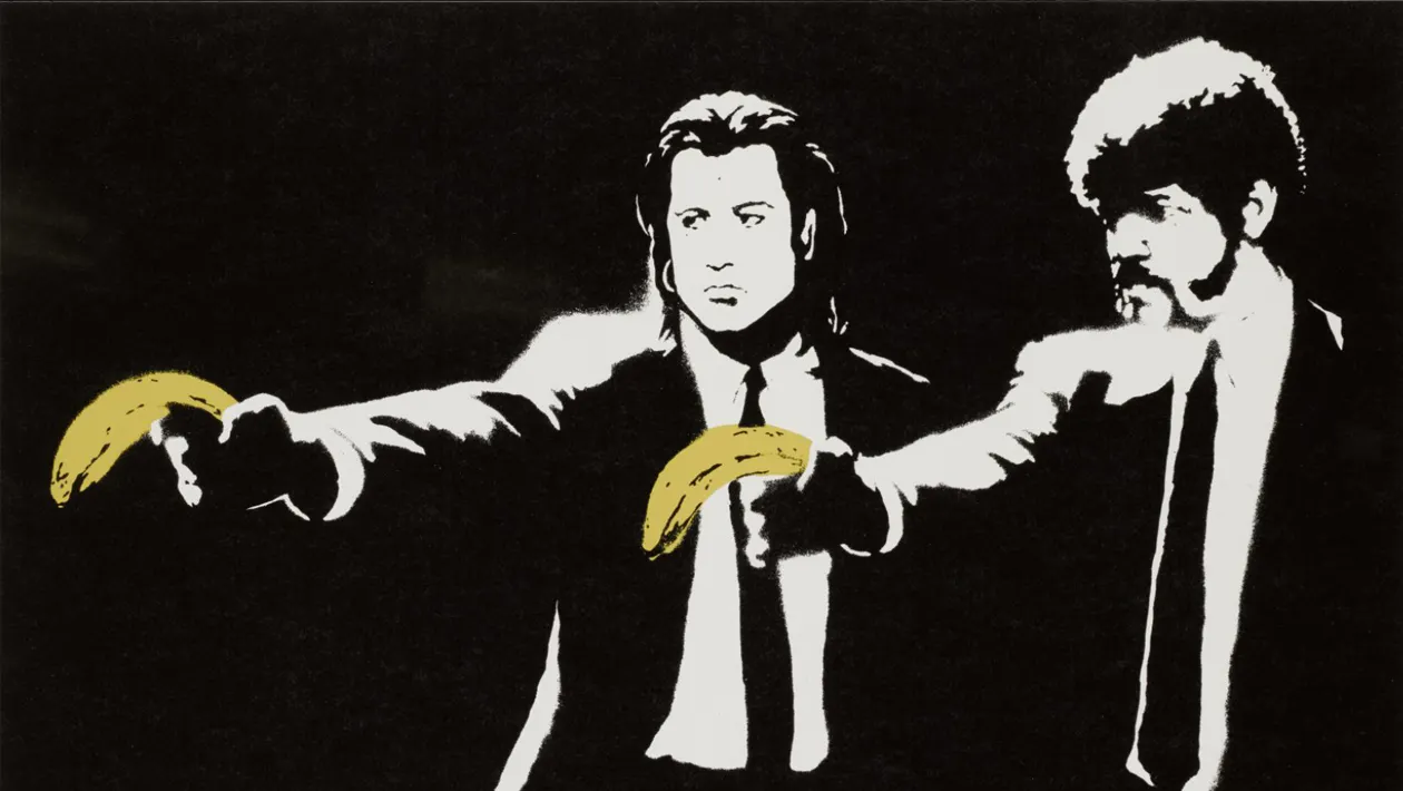 Banksy, ‘Pulp Fiction’ (detail), 2004, screenprint in colours on wove paper, 50 x 70 cm. Image: Artsnap