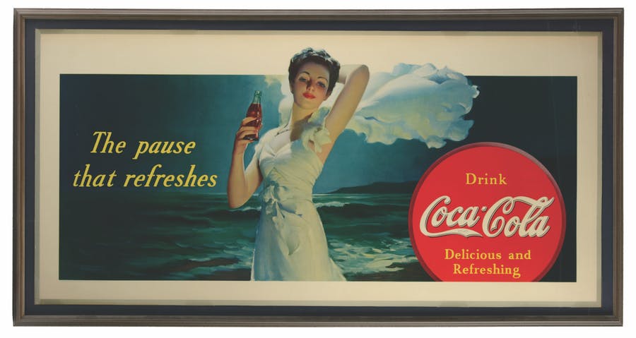 Coca Cola Poster PLAKAT weiße Frau 1A Zustand Versand als Rolle o Brief wählbar 