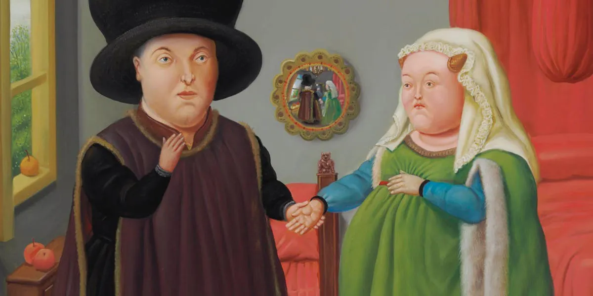 Fernando Botero, Die Arnolfini-Hochzeit (nach Van Eyck), 1997 | Foto: © Christie's (Detail)