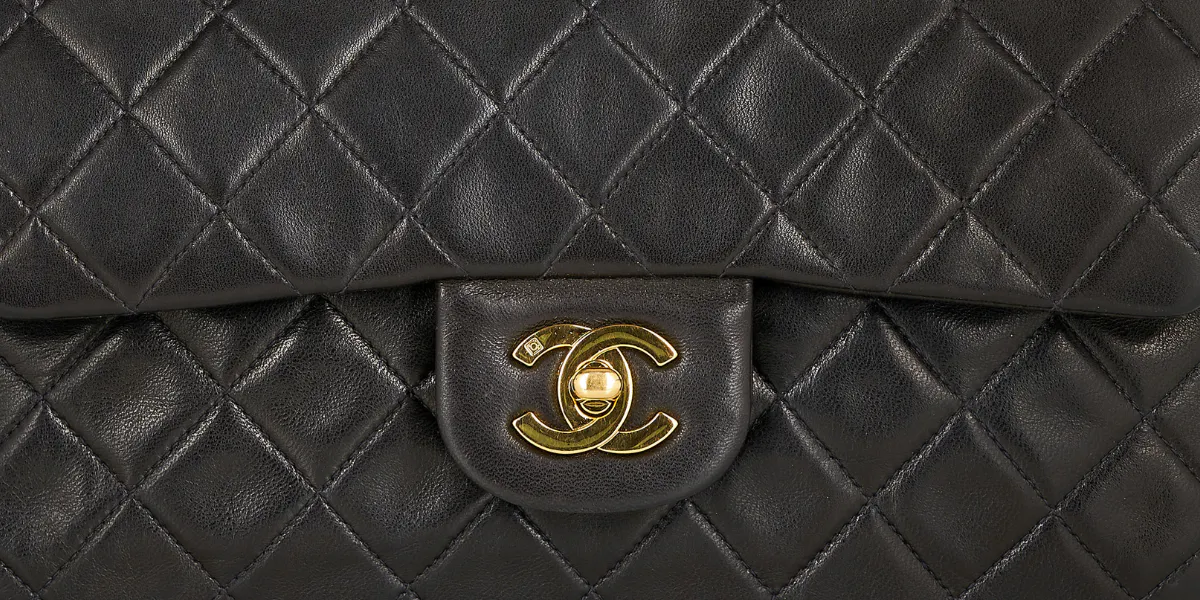 Chanel, black double-flap bag, lambskin with 24ct gold plated hardware, 1991-1994. Photo © Elmwood’s (detail)