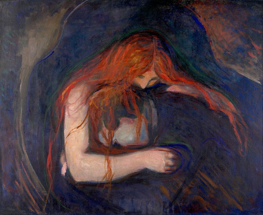 Edvard Munch (1863–1944), Love and Pain (Vampire), 1895, oil on canvas, 91 x 109 cm, Munch Museum. Public domain image