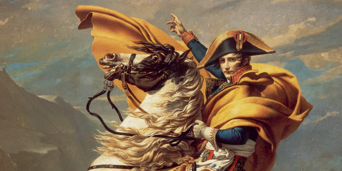 Jacques-Louis David, Bonaparte che attraversa il Gran San Bernardo (particolare), 1800, olio su tela, Musée national du Château de Malmaison