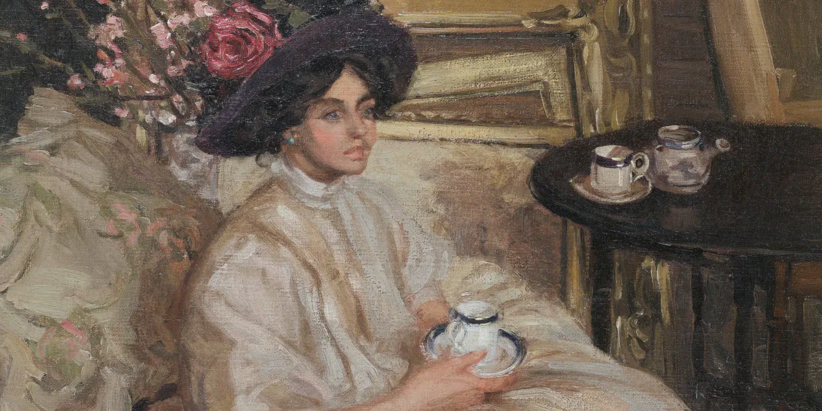 Hilda Fearon (1878-1917), Afternoon tea, vers 1917. Photo domaine public