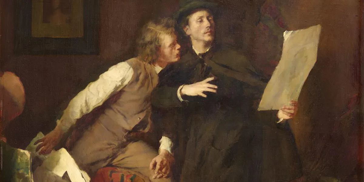 Wilhelm Leibl (1844 Cologne - 1900 Würzburg), Ein Kritiker, 1868, signé et daté, huile/bois, 67 x 55 cm. Photo © Lempertz (détail)