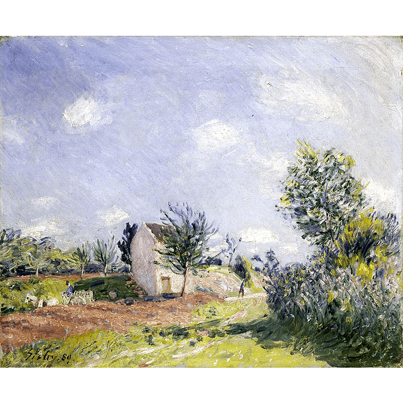 Alfred Sisley (1839-1899), Paysage de Printemps - Chemin aux environs de Moret-sur Loing (Spring landscape. Road around Moret sur Loing), 1889, oil on canvas, 44.5 x 53.5 cm. Public domain image