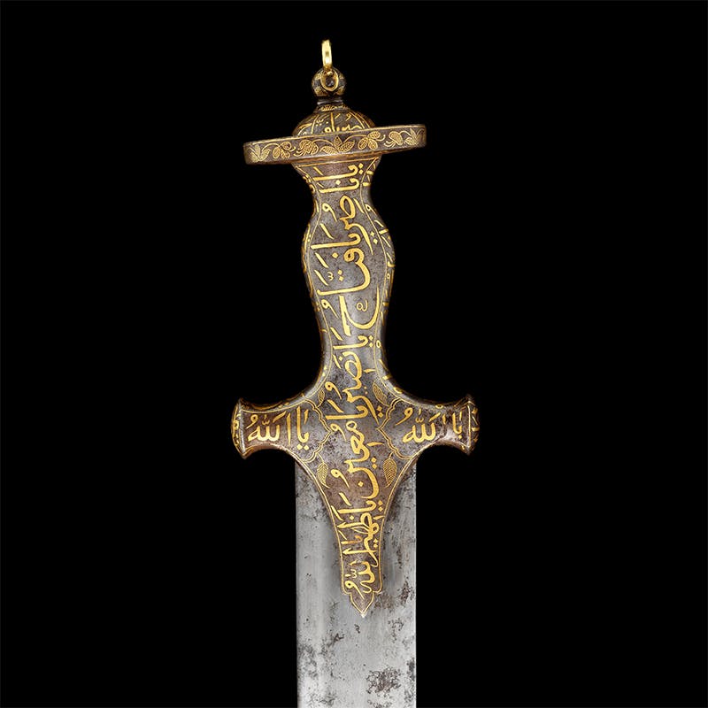 The handle of the sword of Tipu Sultan (reg. 1782-1799), a fine steel sword with a gold koftgari (sukhela) hilt, India, 18th century. Photo © Bonhams