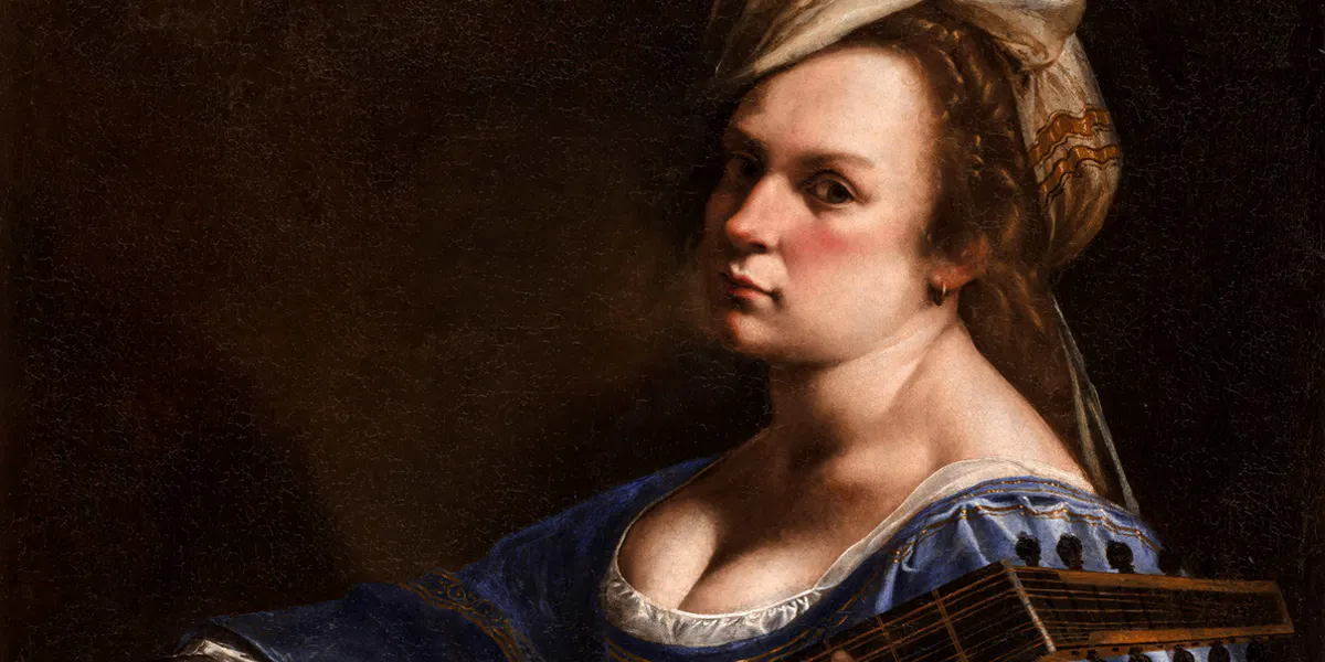 Artemisia Gentileschi, Autoportrait en joueuse de luth (détail), entre 1616 et 1618, conservé au Wadsworth Atheneum Museum of Art, image CCØ