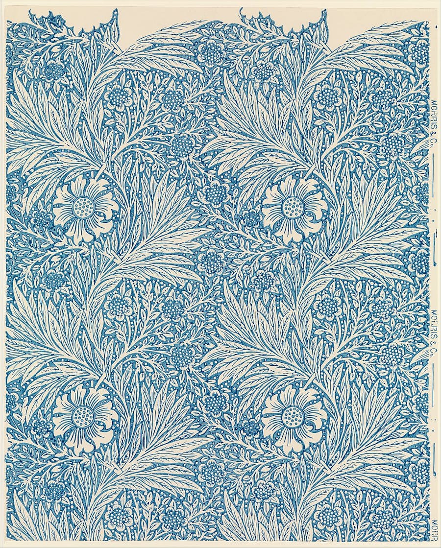 William Morris’s ‘Marigold’ wallpaper designed in 1875. Photo public domain