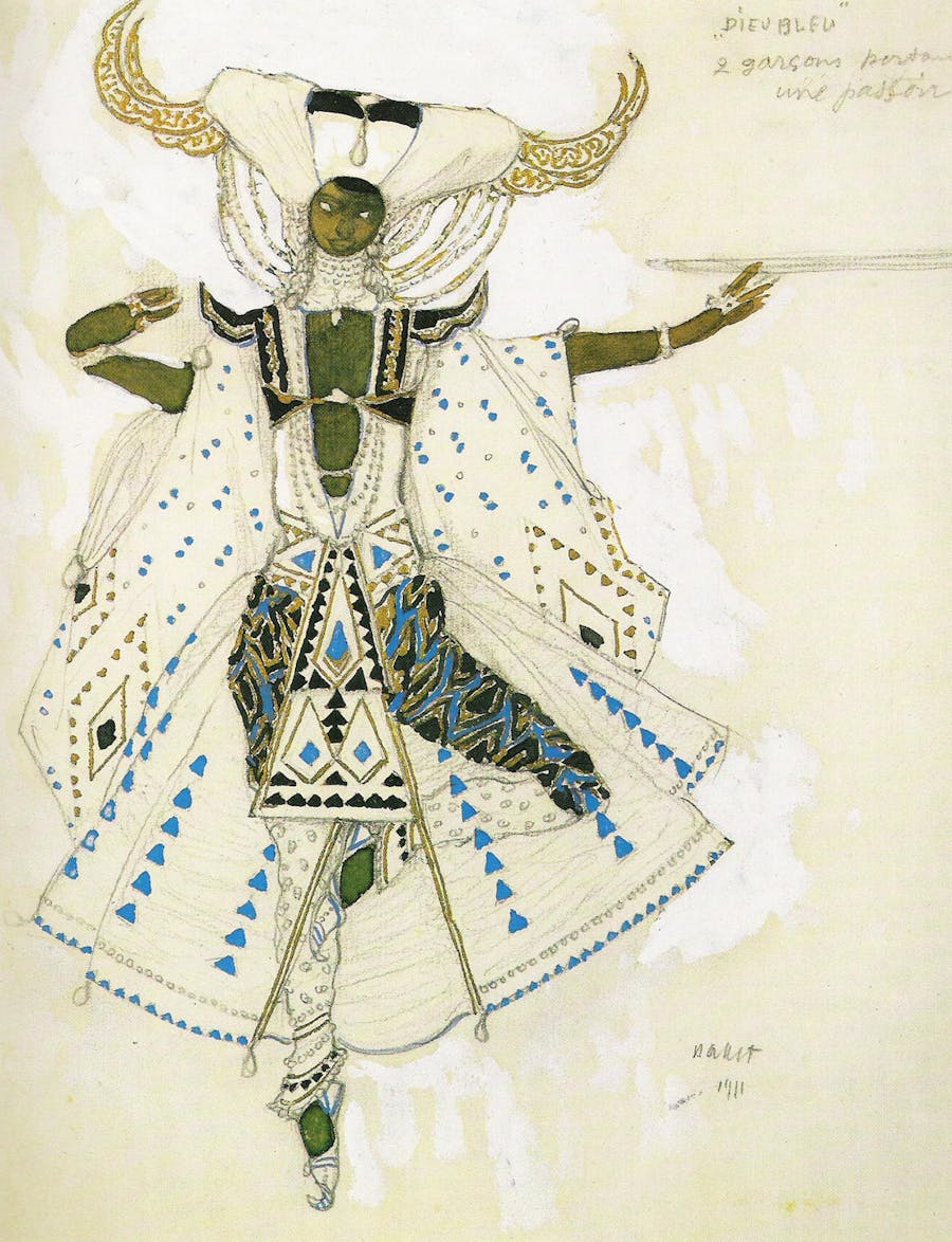 Léon Bakst, costume per ‘Le Dieu bleu’, 1911. Immagine di dominio pubblico