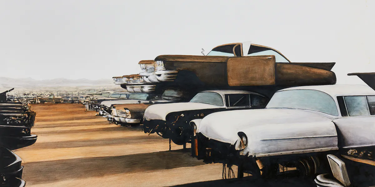 Ulf Wahlberg, 'Sun Valley', signerad och daterad Ulf Wahlberg -04, tempera och olja på duk, 140 x 200 cm. Foto: Uppsala Auktionskammare