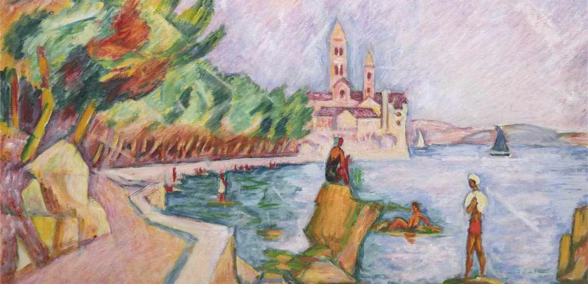 Ivo Hauptmann (1886 Erkner-1973 Hamburg), "Badespaß an der französischen Küste", Öl/Lwd., signiert und datiert, 1931 | Foto: © AH Satow