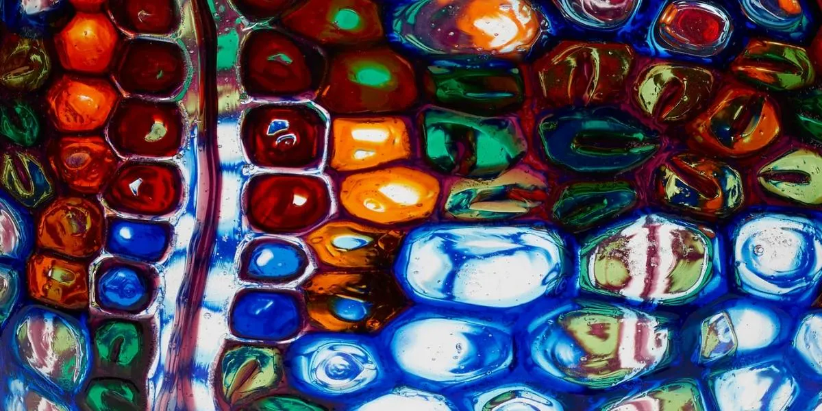 Nicolò Barovier, Rare and Important Mosaico vase.
Italy, 1924-1925, fused and blown polychrome glass murrines. Image © Wright (detail)