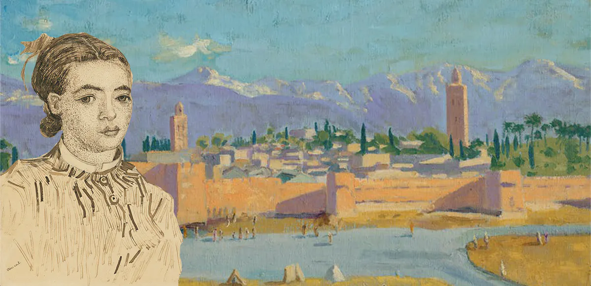 Collage av Sir Winston Churchill (1874-1965), Tower of the Koutoubia Mosque, januari 1943, olja på duk och Vincent van Gogh, "La Mousmé", 31 juli - 3 augusti 1888, teckning med brunt bläck och blyerts på papper | Foto: © Christie's (Detaljer)