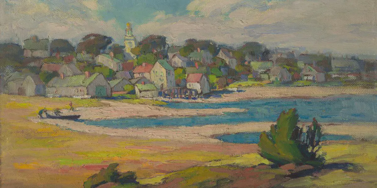 Anne Ramsdell Congdon (1873-1958), Nantucket, Massachusetts, 1947, oil on masonite, 48.3 x 61 cm. Photo © Bonhams (detail)