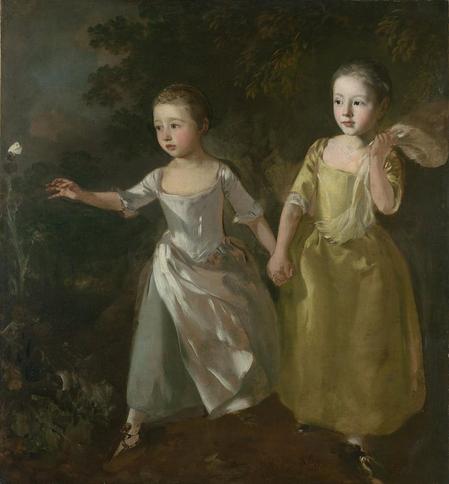 Thomas Gainsborough, The Painter's Daughters Chasing a Butterfly, 1756. Public domain image