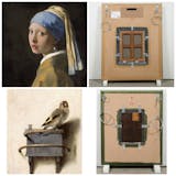 Vik Muniz makes art of the backside. Here Girl with a Pearl Earring by Vermeer and The Goldfinch by Carel Fabritius