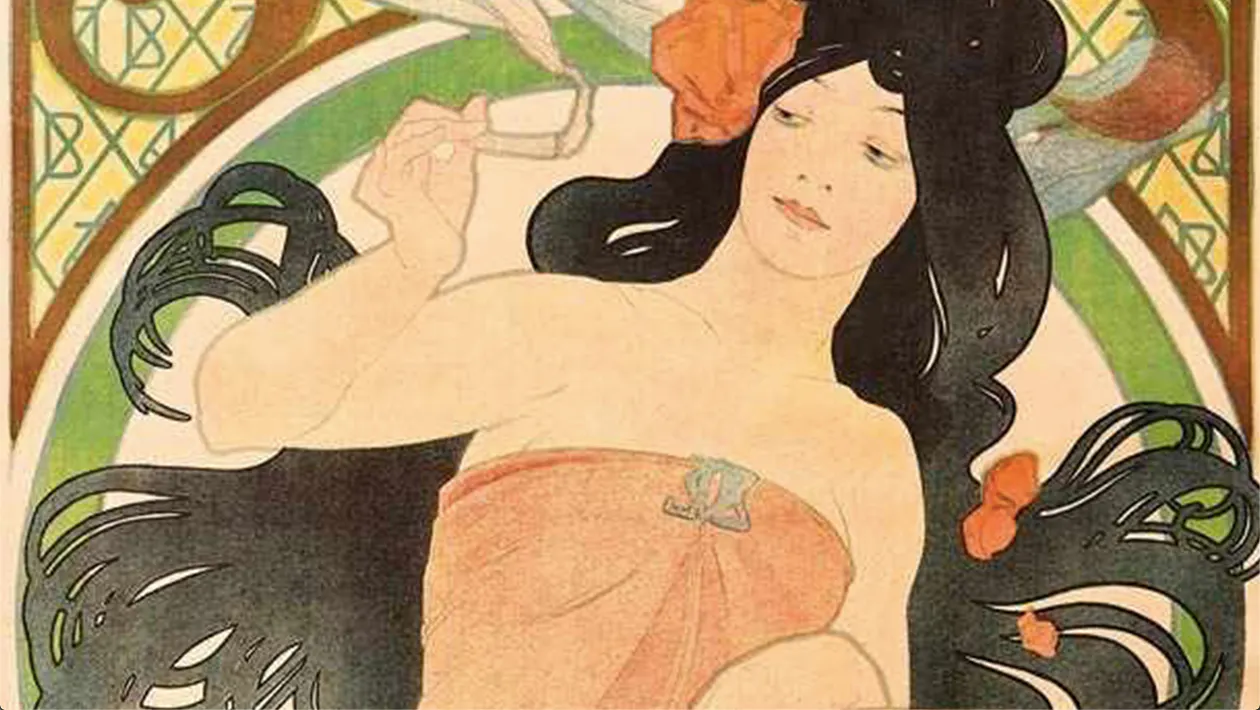Alfons Mucha (1860 Eibenschütz - 1939 Prag), Plakat für französisches "JOB"-Zigarettenpapier, Farblithografie, um 1900 | Foto: © Schlosser (Detail)