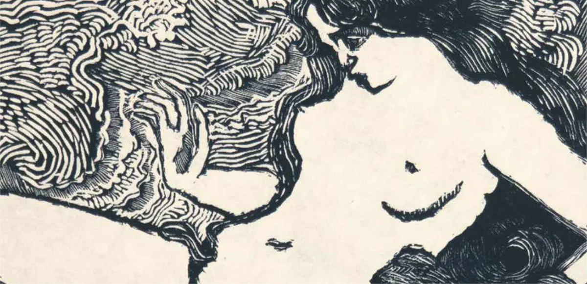 Aristide Maillol (1861 Banyuls-sur-Mer 1944), "La
Vague", Holzschnitt/Chinapapier, monogrammiert | Foto: © AH Satow (Detail)