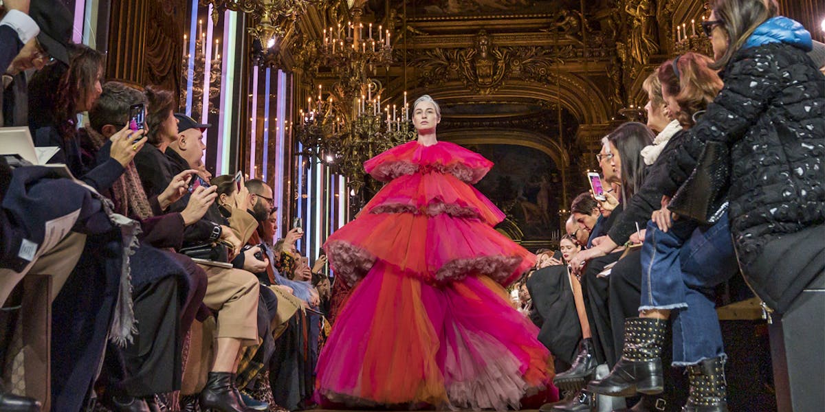 Erin O’Connor walks the runway during the Schiaparelli Spring Summer 2019 show as part of Paris Fashion Week on January 21, 2019 in Paris, France. (Photo by Peter White/Getty Images)
