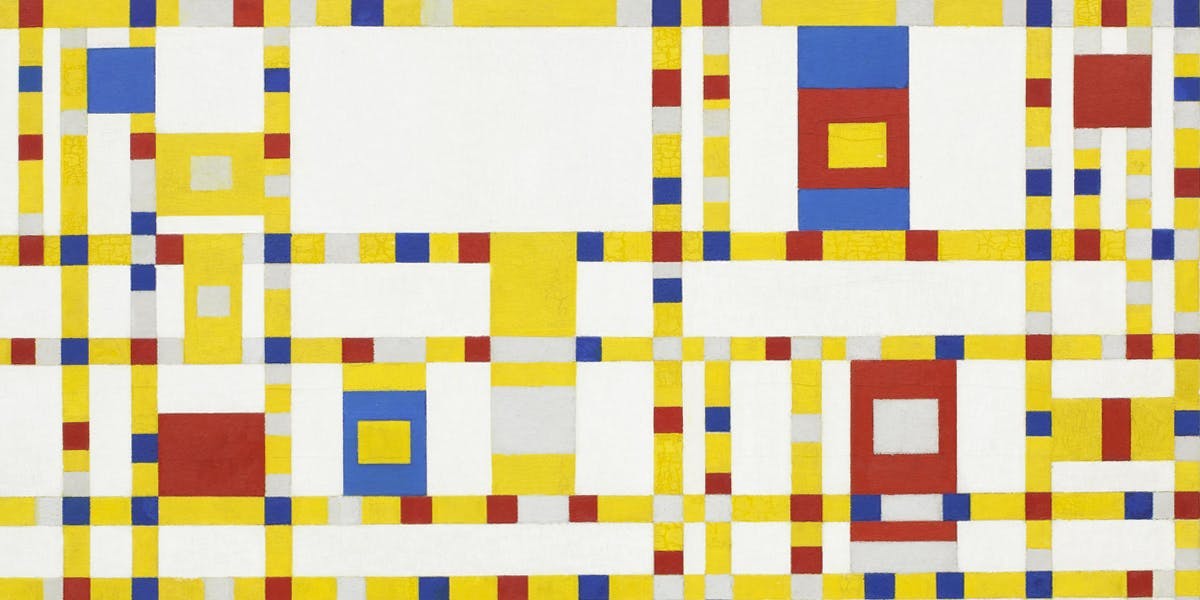 Piet Mondrian, Broadway Boogie Woogie, 1942-1943, oil on canvas, Museum of Modern Art, image via Wikimedia Common