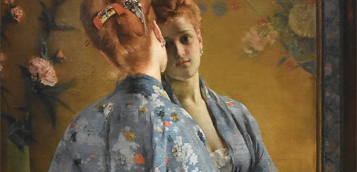 Alfred Stevens, La parisienne japonaise, 1872, La Boverie, Liège. Foto gemeinfrei (Detail)