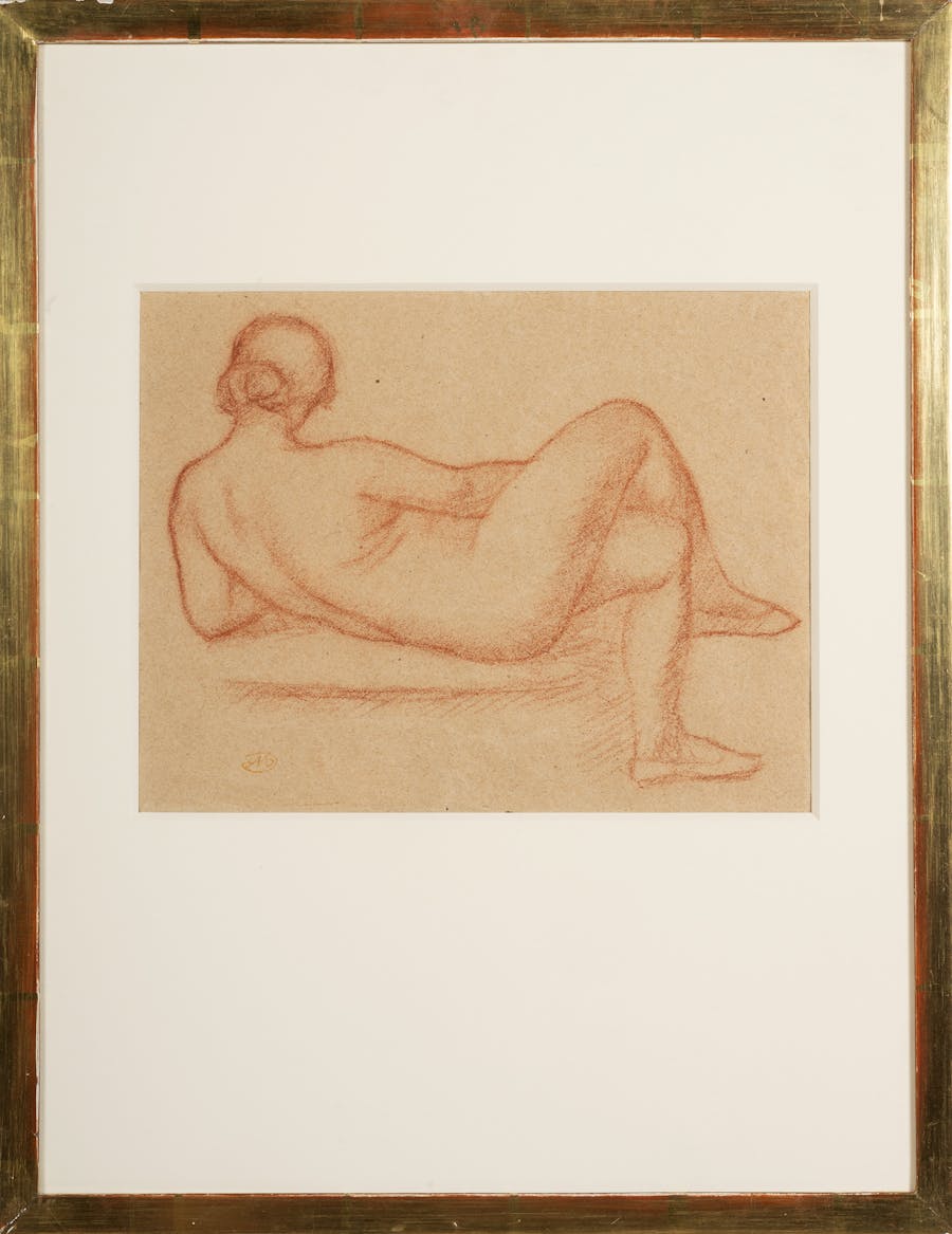 Aristide Maillol (1861-1944), ‘Nu Allongé’, red chalk on paper, signed with monogram. 24.5 x 31.5 cm. Photo © Hallands Auktionsverk
