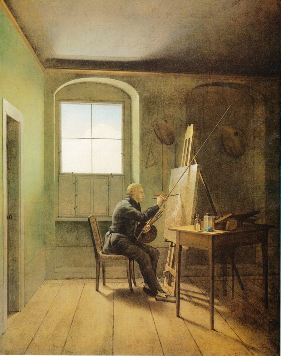 Georg Friedrich Kersting (1785-1847), Caspar David Friedrich in his studio, 1811, Hamburger Kunsthalle | Image via Wikipedia