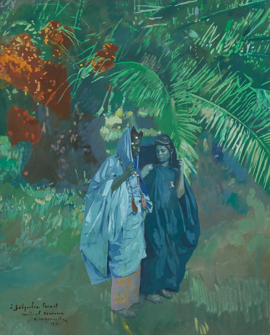 Jacques Majorelle (1886 - 1962), « Femmes en forêt », Guinée 1951, Technique mixte, Signée en bas à gauche , 63,5 x 53 cm
En vente le 24 novembre. Image © Art Research Paris