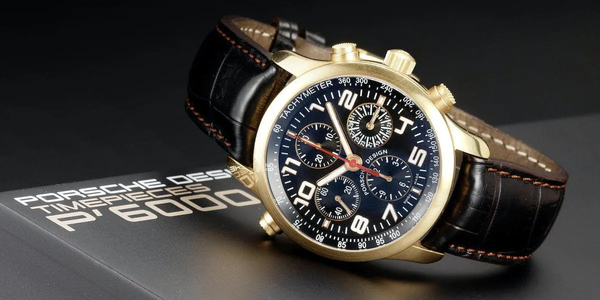 Porsche Design, a rare automatic prototype chronograph wristwatch in 18ct gold, Ref. 6613.69 prototype (detail). Photo © Bonhams 