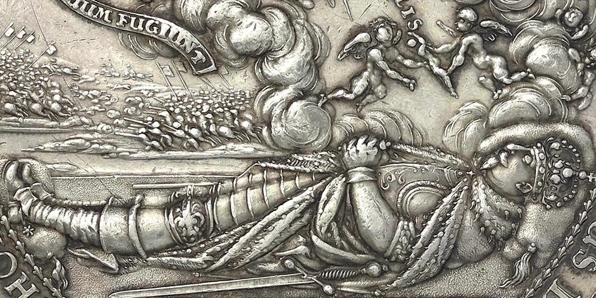 Schweden, Gustav II. Adolf (1611-1632), 5-facher Reichstaler (Medaillon) 1634, von S. Dadler. Foto © Teutoburger Münzauktion (Detail)