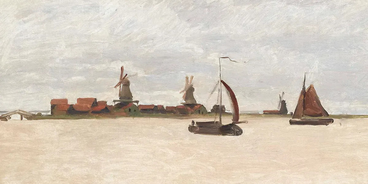 Claude Monet (1841-1919), De Voorzaan en de Westerhem, 1871, Musée de Zaans, Zaandam. Foto di Willemijn92 via Wikimedia Commons (dettaglio)