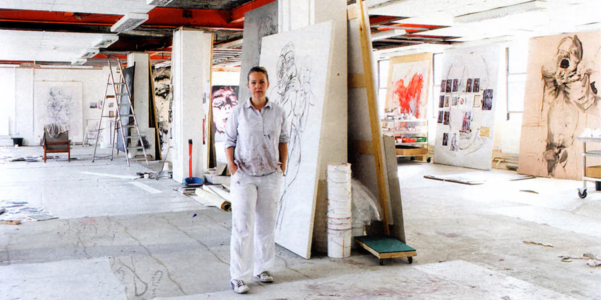 Jenny Saville in her studio. Photo: dou_ble_you via Flickr