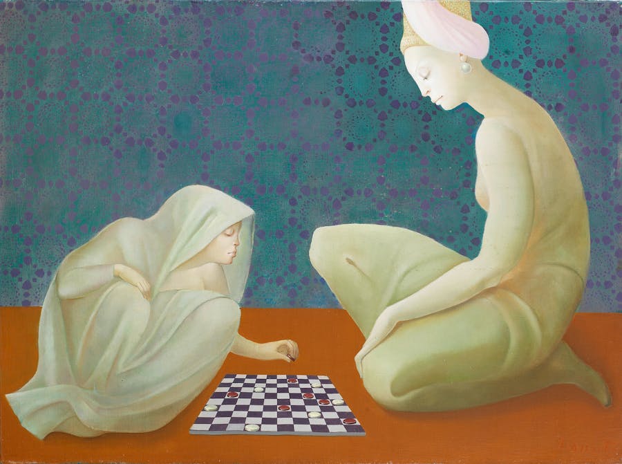 Leonor Fini, Jeu de dames ou Le pari de Zobeïde, 1975, huile sur toile, image © Bonhams