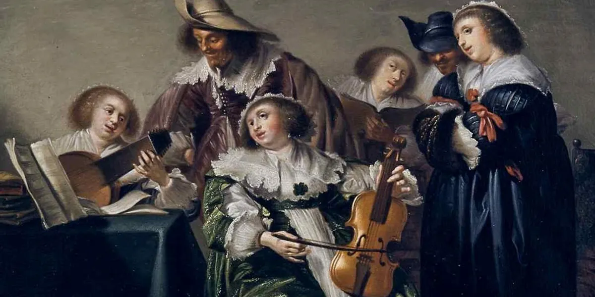 Pieter Jacobsz. Codde (1599 Amsterdam 1678), Elegante Gesellschaft beim Musizieren, Öl/Holz, 31,5 x 43 cm. Foto © Kunstauktionshaus Schlosser (Detail)