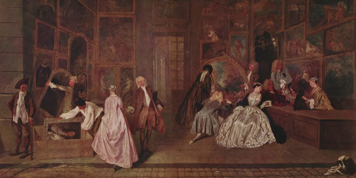 Antoine Watteau (1684-1721), A l'Enseigne de Gersaint, 1720, oil on canvas, 163 x 306 cm. Image via Wikipedia.