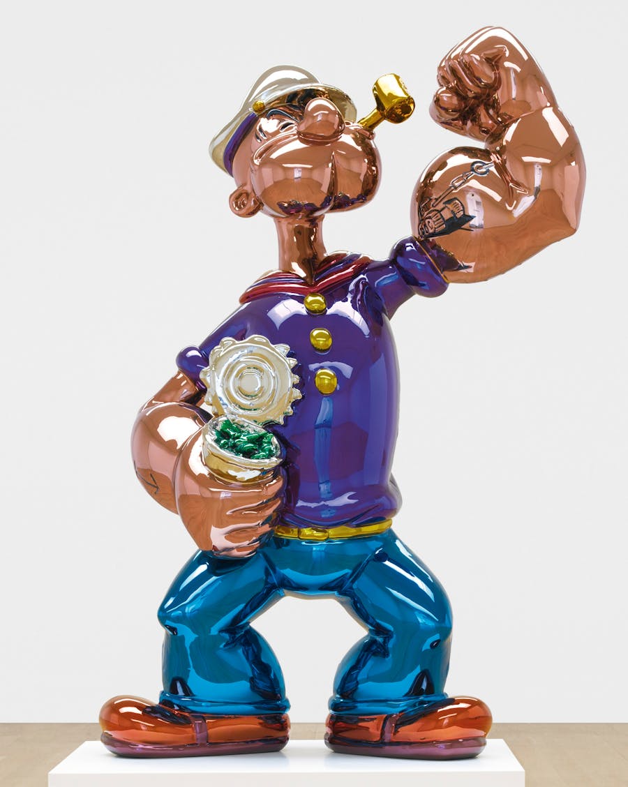 Jeff Koons, ‘Popeye’, executed 2009-2011, mirror polished stainless steel with transparent color coating. Photo © Sotheby’s