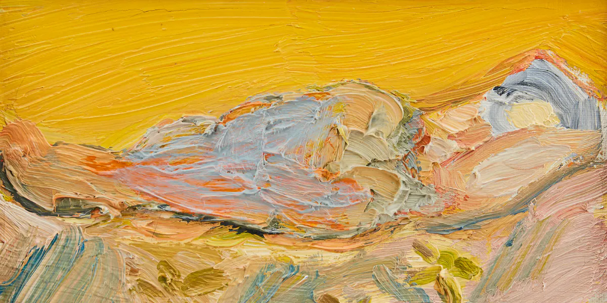 Evert Lundquist, 'Liggande kvinna', olja på duk, 12 x 22 cm (detalj). Foto © Uppsala Auktionskammare